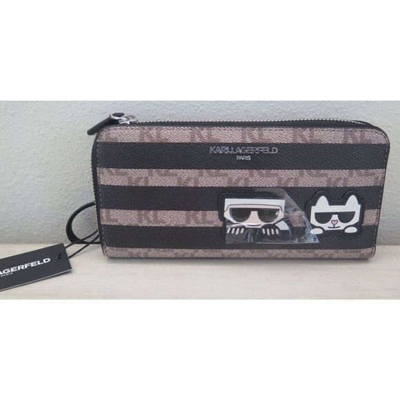 Karl Lagerfeld Paris LH2EU5BT Tan/Black Crossbody Bag Clutch Wallet Purse $128 - Picture 1 of 10